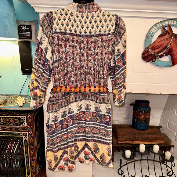 VINTAGE BOHO INDIA HIPPIE BLOCK PRINT DRESS URBAN RENEWAL - Picture 10 of 11